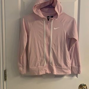 Girls Nike Pink Front Zip Lightweight Jacket